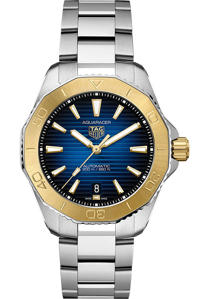 Tag Heuer Watches - Aquaracer Professional 200 Date Automatic 40 mm - Steel and Gold - Bracelet - Style No: WBP2150.BA0627