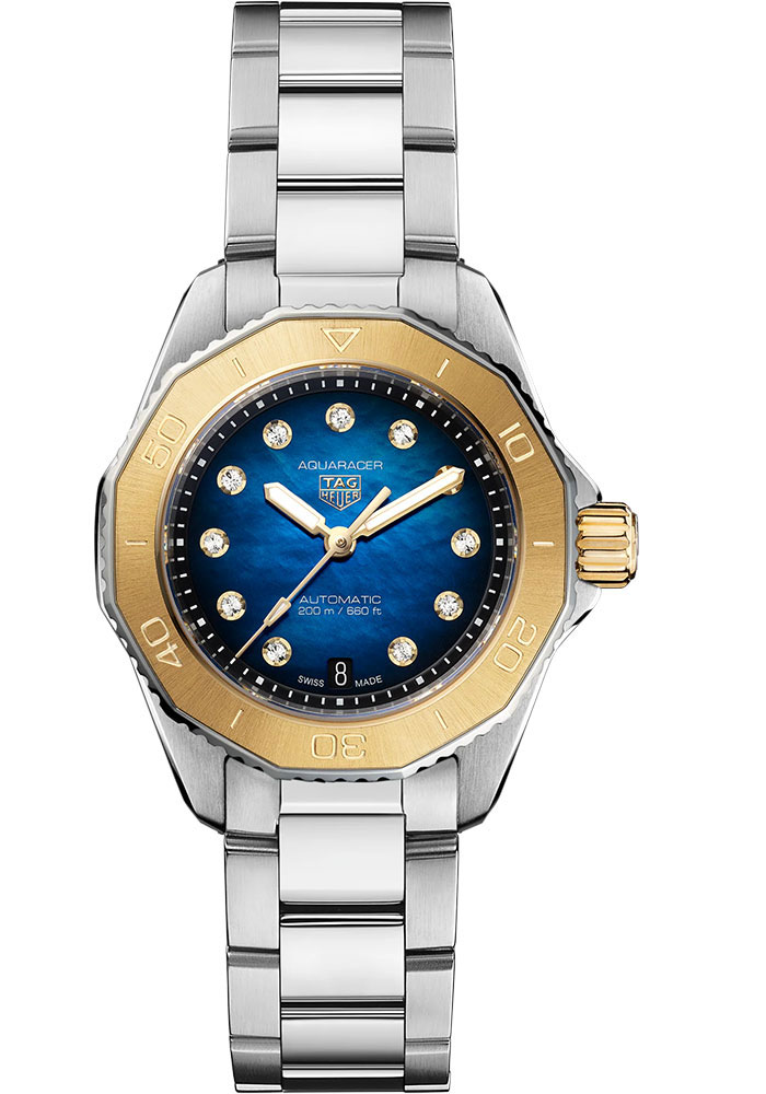 Tag Heuer Watches - Aquaracer Professional 200 Date Automatic 30 mm - Steel and Gold - Bracelet - Style No: WBP2450.BA0622