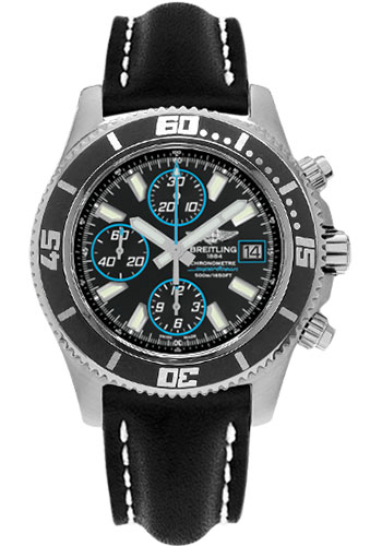 Breitling Watches - Superocean Chronograph Abyss Blue - Style No: A1334102/BA83-leather-black-folding