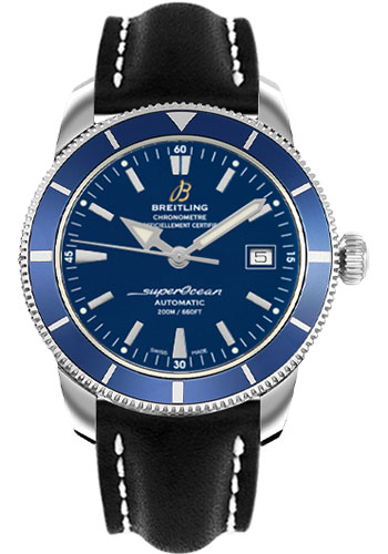 Breitling Watches - Superocean Heritage 42 Leather Strap - Style No: A1732116/C832-leather-black-deployant