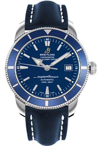 Breitling Watches - Superocean Heritage 42 Leather Strap - Style No: A1732116/C832-leather-blue-deployant