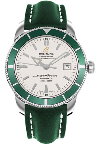 Breitling Watches - Superocean Heritage 42 Leather Strap - Style No: A1732136/G717-leather-green-deployant