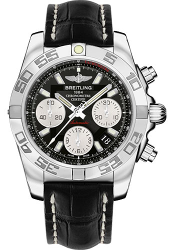 Breitling Watches - Chronomat 41 Stainless Steel Croco Strap - Style No: AB014012/BA52-croco-black-folding