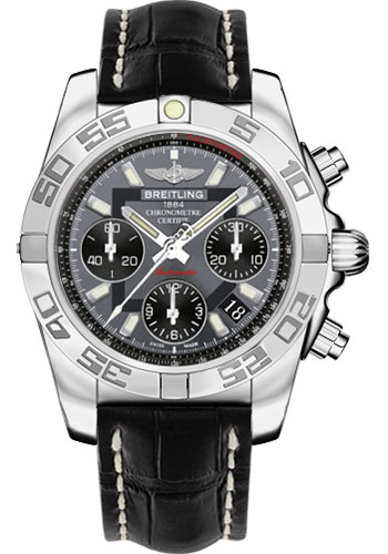 Breitling Watches - Chronomat 41 Stainless Steel Croco Strap - Style No: AB014012/F554-croco-black-folding