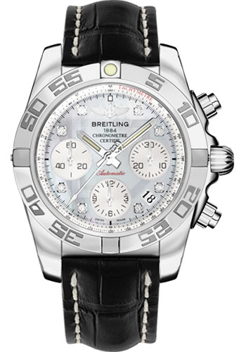 Breitling Watches - Chronomat 41 Stainless Steel Croco Strap - Style No: AB014012/G712-croco-black-folding