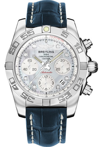Breitling Watches - Chronomat 41 Stainless Steel Croco Strap - Style No: AB014012/G712-croco-blue-folding