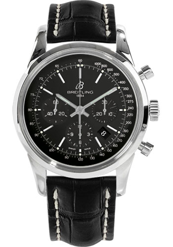 Breitling Watches - Transocean 01 Chronograph Stainless Steel - Style No: AB015212/BA99-croco-black-folding