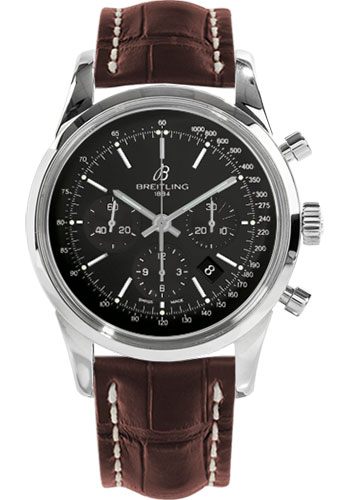 Breitling Watches - Transocean 01 Chronograph Stainless Steel - Style No: AB015212/BA99-croco-brown-folding