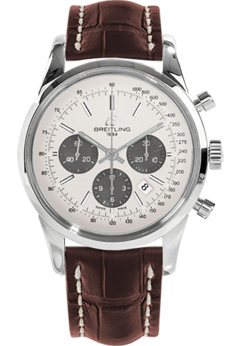 Breitling Watches - Transocean 01 Chronograph Stainless Steel - Style No: AB015212/G724-croco-brown-folding