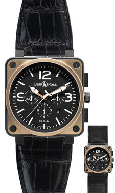 Bell & Ross Watches - BR 01-94 Chronograph Pink Gold and Carbon - Style No: BR 01-94 Bicolor