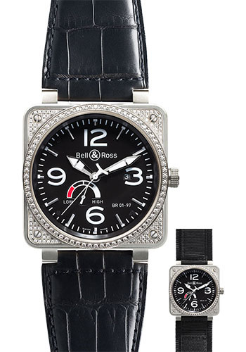 Bell & Ross Watches - BR 01-97 Power Reserve Diamonds - Style No: BR 01-97 Top Diams Black
