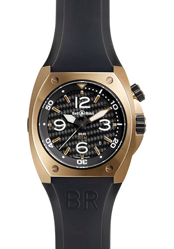 Bell & Ross Watches - BR 02 Automatic Pink Gold and Carbon - Style No: BR 02 Pink Gold