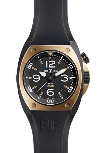 Bell & Ross Watches - BR 02 Automatic Pink Gold and Carbon - Style No: BR 02 Pink Gold Carbon