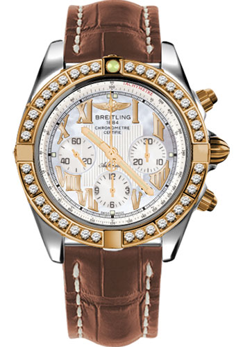 Breitling Watches - Chronomat B01 Steel and Rose Gold Diamonds - Style No: CB011053/A693-croco-gold-deployant