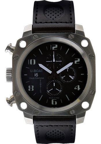 U-Boat Watches - Thousands Of Feet 50 Black Steel Brushed Chronograph - Style No: 1890