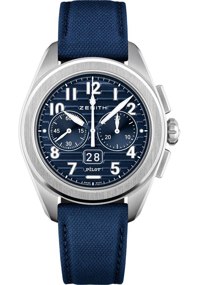 Zenith Watches - Pilot Big Date Flyback Steel - Leather Strap - Style No: 03.4000.3652/51.I003