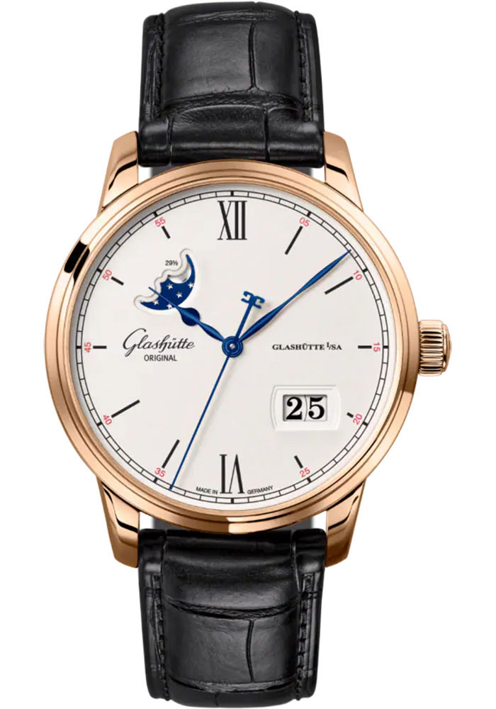 Glashutte Original Watches - Senator Excellence Panorama Date Moon Phase Red Gold - Alligator Strap - Style No: 1-36-04-02-05-61