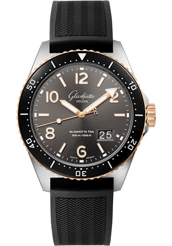 Glashutte Original Watches - SeaQ Panorama Date Steel and Red Gold - Rubber Strap - Style No: 1-36-13-04-91-06