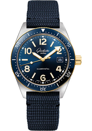 Glashutte Original Watches - SeaQ Steel and Yellow Gold - Synthetic Strap - Style No: 1-39-11-10-90-08