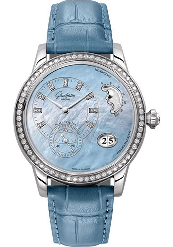 Glashutte Original Watches - PanoMatic Luna Stainless Steel - Alligator Strap - Pin Buckle - Style No: 1-90-12-03-12-02
