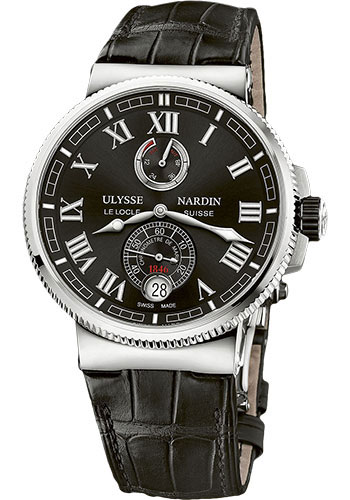 Ulysse Nardin Watches - Marine Chronometer Manufacture 43mm - Steel And Titanium - Leather Strap - Style No: 1183-126/42