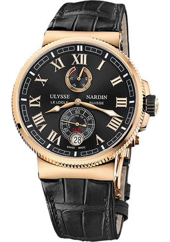 Ulysse Nardin Watches - Marine Chronometer Manufacture 43mm - Rose Gold - Leather Strap - Style No: 1186-126/42