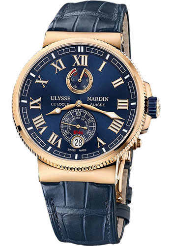 Ulysse Nardin Watches - Marine Chronometer Manufacture 43mm - Rose Gold - Leather Strap - Style No: 1186-126/43