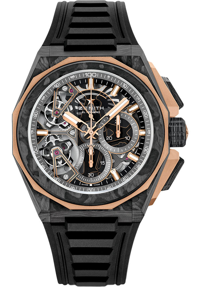 Zenith Watches - Defy Extreme Double Tourbillon Carbon And Gold - Rubber Strap - Style No: 12.9100.9020/78.I200