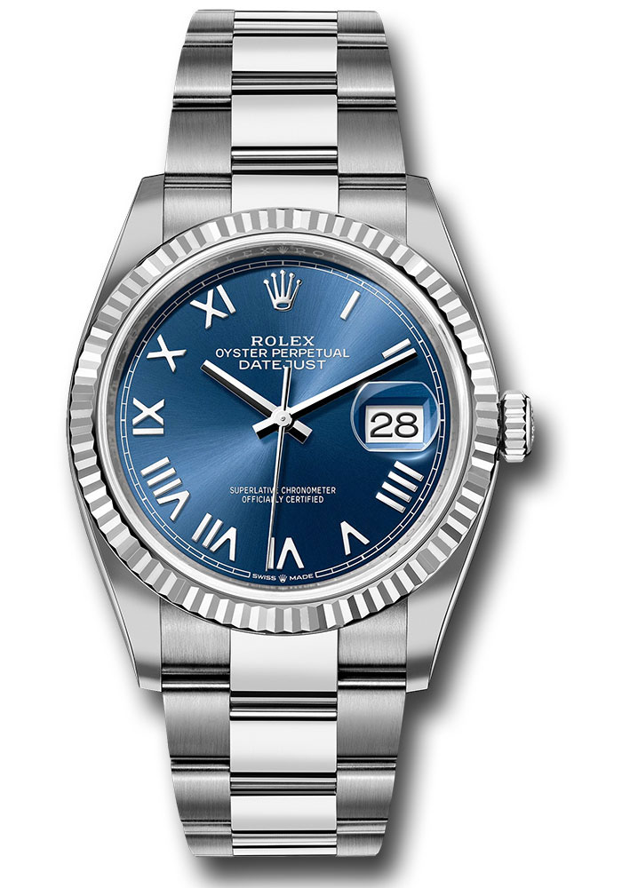 Rolex Watches - Datejust 36 Steel and White Gold - Fluted Bezel - Oyster - Style No: 126234 blunro