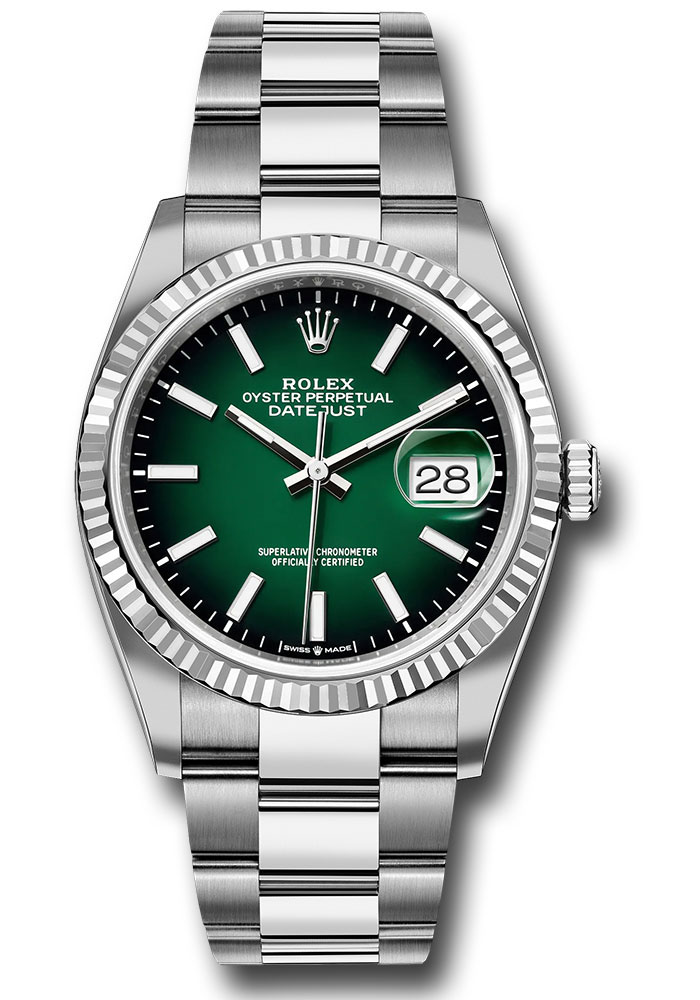 Rolex Watches - Datejust 36 Steel and White Gold - Fluted Bezel - Oyster - Style No: 126234 goio