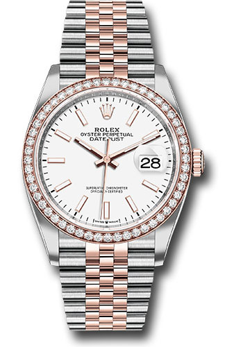 Rolex Watches - Datejust 36 Steel and Pink Gold - Diamond Bezel - Jubilee - Style No: 126281RBR wij