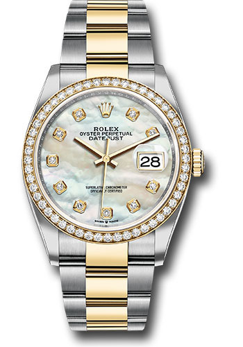 Rolex Watches - Datejust 36 Steel and Yellow Gold - Diamond Bezel - Oyster - Style No: 126283RBR mdo