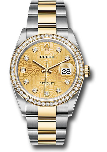 Rolex Watches - Datejust 36 Steel and Yellow Gold - Diamond Bezel - Oyster - Style No: 126283rbr chjdo