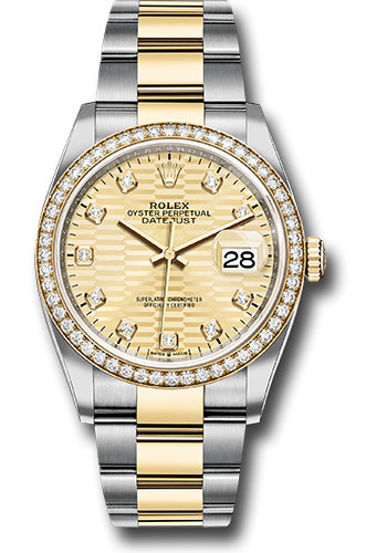 Rolex Watches - Datejust 36 Steel and Yellow Gold - Diamond Bezel - Oyster - Style No: 126283rbr gflmdo