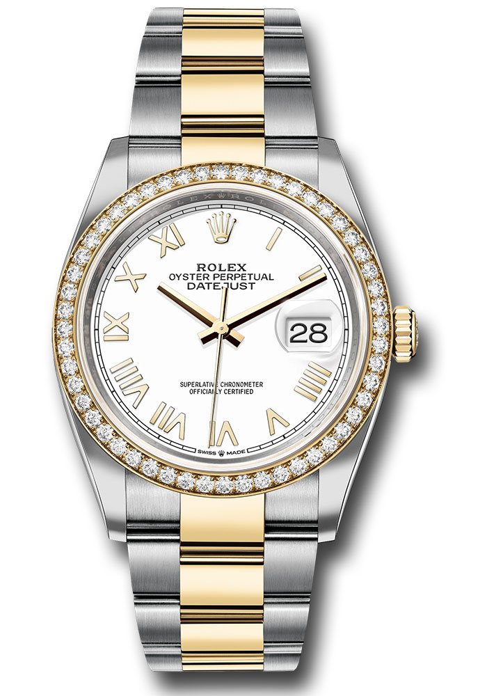 Rolex Watches - Datejust 36 Steel and Yellow Gold - Diamond Bezel - Oyster - Style No: 126283rbr whnro
