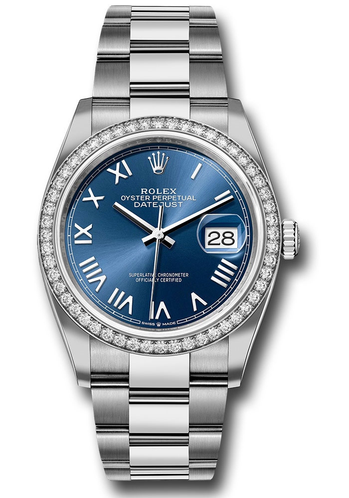 Rolex Watches - Datejust 36 Steel and White Gold - Diamond Bezel - Oyster - Style No: 126284rbr blunro