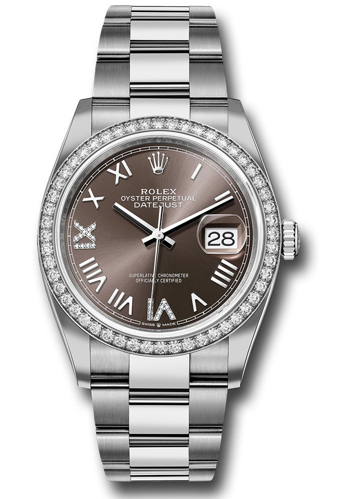 Rolex Watches - Datejust 36 Steel and White Gold - Diamond Bezel - Oyster - Style No: 126284rbr dkgdnr69o