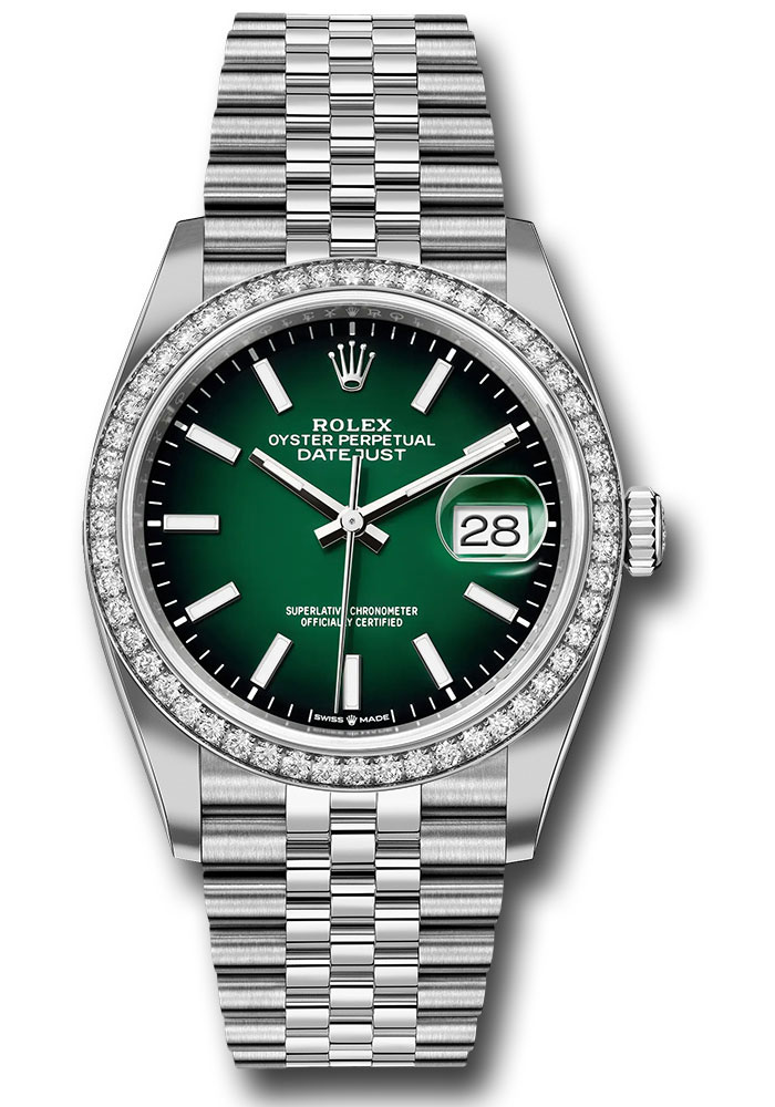 Rolex Watches - Datejust 36 Steel and White Gold - Diamond Bezel - Jubilee - Style No: 126284rbr goij