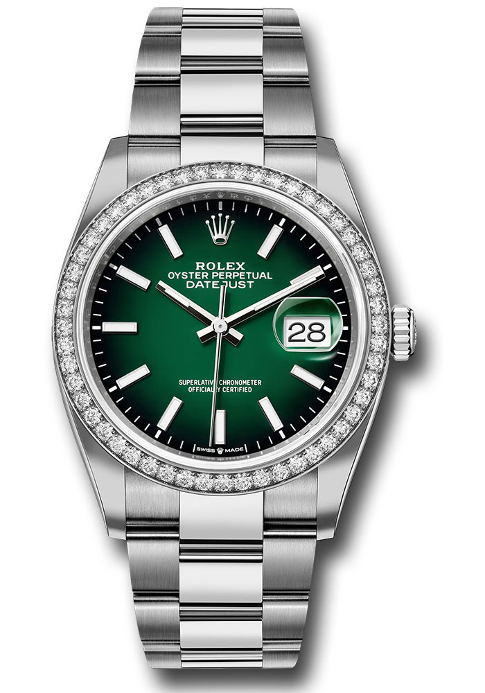 Rolex Watches - Datejust 36 Steel and White Gold - Diamond Bezel - Oyster - Style No: 126284rbr goio