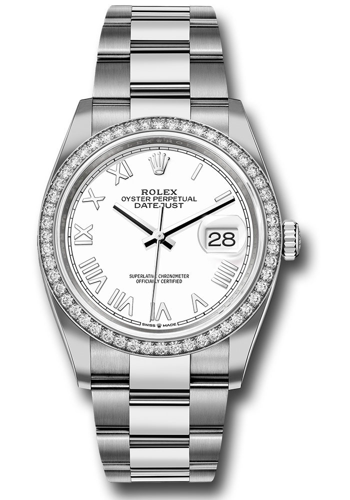 Rolex Watches - Datejust 36 Steel and White Gold - Diamond Bezel - Oyster - Style No: 126284rbr whnro