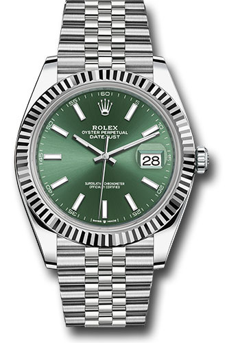 Rolex Watches - Datejust 41 Steel and White Gold - Fluted Bezel - Jubilee - Style No: 126334 mgij