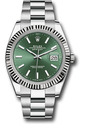 Rolex Watches - Datejust 41 Steel and White Gold - Fluted Bezel - Oyster - Style No: 126334 mgio