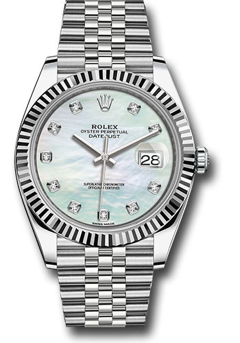 Rolex Watches - Datejust 41 Steel and White Gold - Fluted Bezel - Jubilee - Style No: 126334 wmdj