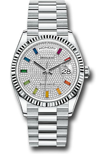 Rolex Watches - Day-Date 36 Platinum - Fluted Bezel - President - Style No: 128236 dprsp
