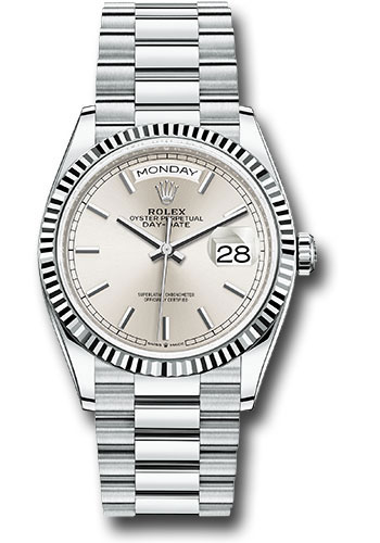 Rolex Watches - Day-Date 36 Platinum - Fluted Bezel - President - Style No: 128236 sip