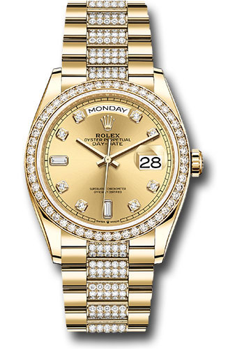 Rolex Watches - Day-Date 36 Yellow Gold - 52 Dia Bezel - Diamond President - Style No: 128348rbr chddp