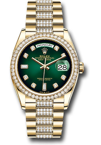 Rolex Watches - Day-Date 36 Yellow Gold - 52 Dia Bezel - Diamond President - Style No: 128348rbr groddp