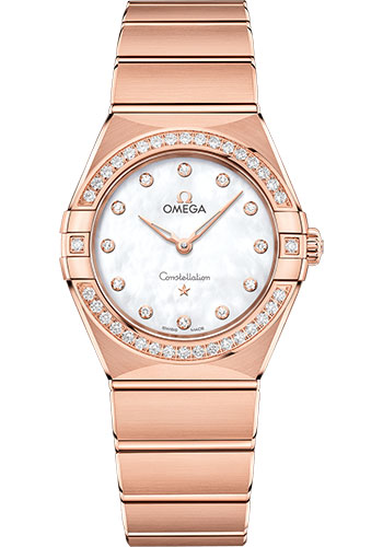 Omega Watches - Constellation Manhattan Quartz 28 mm - Sedna Gold - Diamond Bezel - Style No: 131.55.28.60.55.001