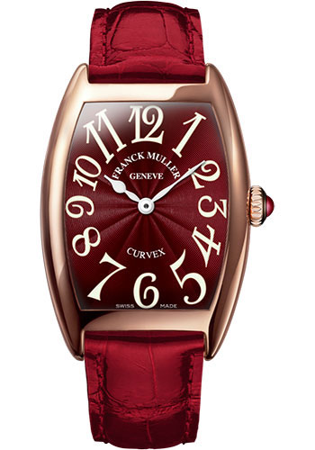 Franck Muller Watches - Cintre Curvex - Quartz - 25 mm Rose Gold - Strap - Style No: 1752 QZ 5N Red