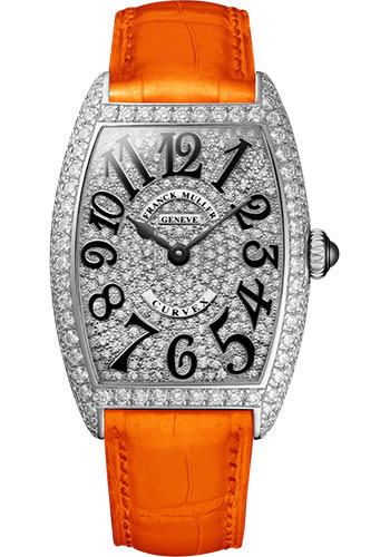 Franck Muller Watches - Cintre Curvex - Quartz - 25 mm Platinum - Dia Case Full Dial - Strap - Style No: 1752 QZ D CD PT Orange
